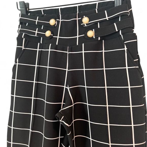 VINTAGE Harper by Block high-waisted plaid stretch trousers - Picture 2 of 6